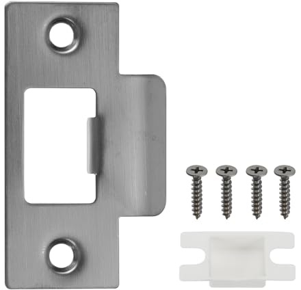 PATIKIL Placa de Cierre de Puerta de 2-3/4, 1 Pieza Placa de Cierre de T de Acero Inoxidable, Placa de Respaldo de Puerta con Tornillo para Uso en Puertas, Gris Metálico