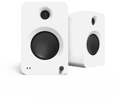 Kanto REN - Sistema de altavoces alimentado de 200 W con entrada HDMI ARC para TV y cine en casa | USB-C y Bluetooth 5.3 | Filtro de paso alto/bajo | Par | Blanco mate