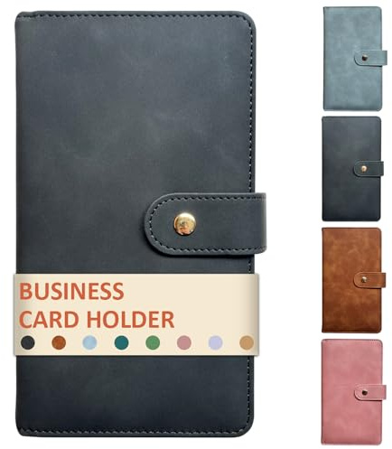 Leather Professional Business Card Holder Book Organizer, 240 Card Slots Capacity Booklet, Premium PU Name Cards Storage Folder with Soft Cover, Credit Card Binder Holder for Men/Women (Light black)