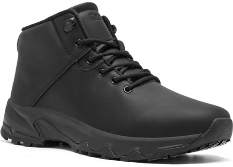 SHULOOK Non Slip Work Boots for Men Slip Resistant Shoes Waterproof Food Service Chef Kitchen Restaurant Working Boots Casual Leather Ankle Boot Outdoor Walking Booties Black Size 13