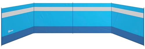 Outsunny Paravento da Spiaggia Pieghevole Frangivista, Tenda da Sole Laterale in Poliestere con Barre in Acciaio, per Spiaggia, Campeggio e Giardino, 725x140 cm, Azzurro