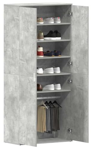 vidaXL Mobile per Scarpe con Porta Grigio Cemento 80 x 39 x 178 cm, Mobile per Soggiorno, Design Moderno, Organizer Scarpe Rectangolare, Comparto Elegante, Arredamento Funzionale