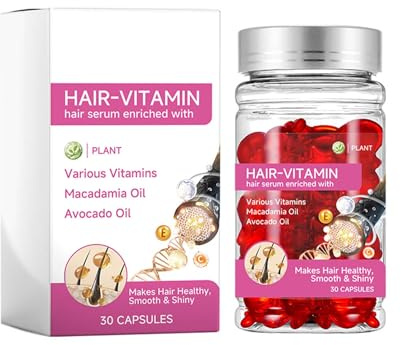 Clawrex Haarvitamine Kapseln, 30 Stück Haar Vitamine Serum Capsule, Hair Serum Tiefenreparatur Haarpflege, Nourish Strapaziertes Haar, Reich an Vitamin C E, Glattes Haar, Hair Oil für Alle Haare