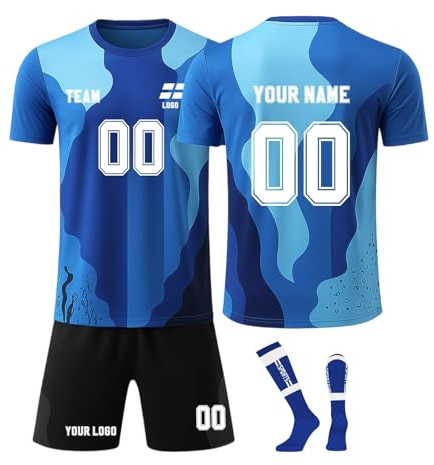 JKJFJKA Personalised Football Shirt Football Gifts for Boys Customizable Football Kits for Kids Football Training Shirts Shorts and Socks Tracksuit for Children and Adults