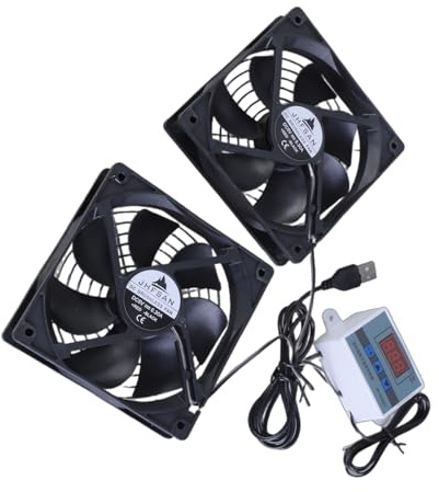 Ventiladores de refrigeración USB de 120 mm con control de temperatura ajustable para armarios y sistemas de cine en casa