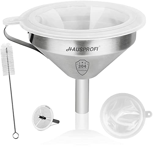 HAUSPROFI - Imbuto in Acciaio Inox da 5 Pollici/13cm e Filtro a 200 mesh Rete Jam Straining Filtro per la Trasmissione di ingredienti liquidi