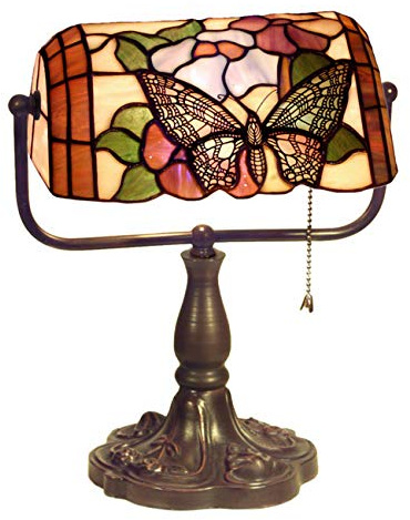 Tiffany Style Banker Butterfly Desk Lamp