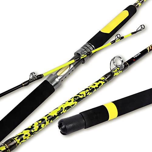 Fiblink Catfish Fishing Rod 1 Piece/2 Piece Cat Catfish Rod Portable Travel Heavy Cat Catfishing Fishing Pole 6'6/7'6/8'/10' (2 Piece-7'6)