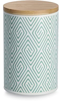 Zeller 19351 Boîte de conservation avec couvercle en bambou, 1000 ml, métal, menthe, env. Ø 10,5 x 16,2 cm, boîte de rangement, boîte de rangement