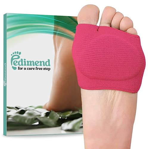 Pedimend Metatarsal Pads for Women and Men Ball of Foot Cushion - Gel Sleeves Cushions Pad - Fabric Soft Socks for Supports Feet Pain Relief Pink XL (UK 8-13)
