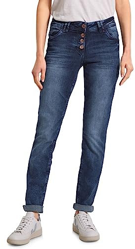 Cecil Damen Scarlett Jeans Jeanshose Loose, Mid Blue Wash-Bronze, 30W x 32L