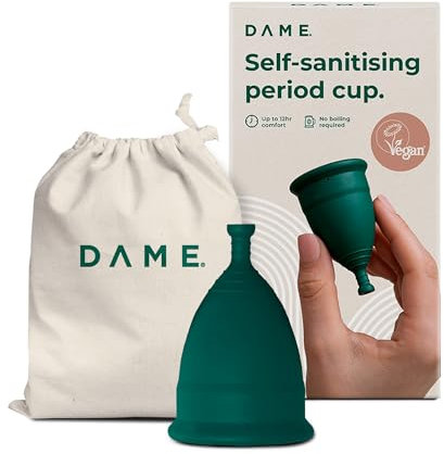 DAME Period Cup - Medium | No Boiling Required | Leak-Free Period Products | Hygienic, Comfortable, Self-Sanitising, Reusable, Menstrual Cup for Women | Up to 12 Hours of Protection, Eco-Friendly