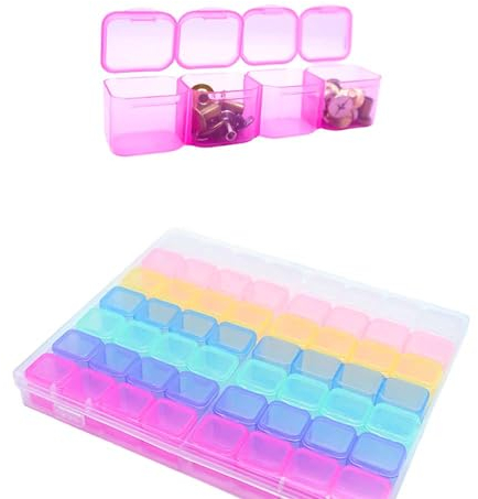 Generic Aufbewahrungsbox für Diamant Painting Zubehör, 56 Fächer, Kunststoff, 21 x 17 x 2.6 cm