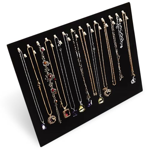 Nizirioo Espositore per gioielli in velluto per collane, bracciali, orecchini e altri accessori (nero, 37 x 30 cm)
