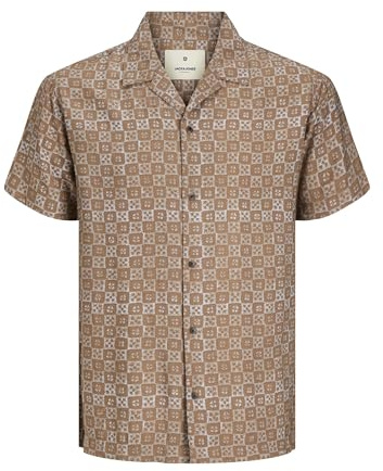 JACK & JONES Jprblulincoln Print Resort S/S Sn Chemise à Manches Courtes pour Homme, Cub/AOP : Coupe Confortable, M