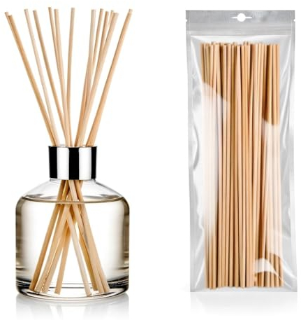 50-Pack Natural Rattan Reed Diffuser Sticks | Eco-Friendly Home & Office Fragrance Accessories | 3mm Thick, Available in 25cm & 30cm | Ideal for Spa, Home Ambiance & Aromatherapy (30cm)