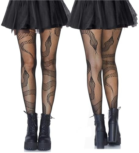 ZSRVAJ 2 PCS Snake Fishnet Tights for Women With Flawless Attractive Design for Halloween Costumes and Cosplay