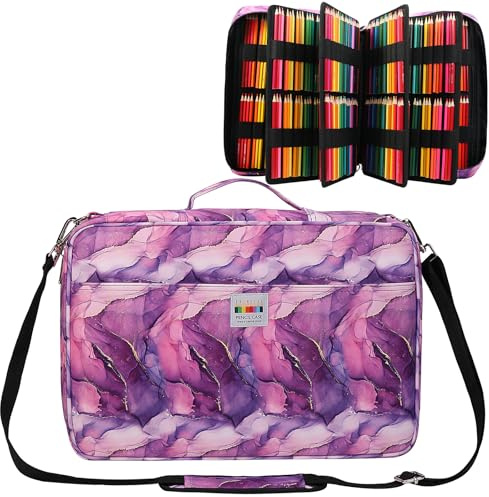 JAKAGO Trousse à crayons de grande capacité pour 480 couleurs, étanche, organisateur pour peinture, artiste, pinceaux, feutre, surligneur, cadeau, M-violet