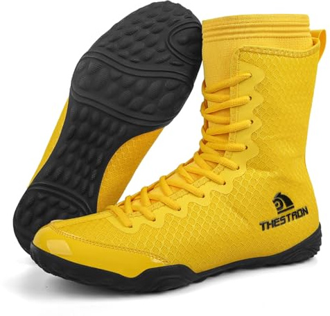 NGARY Botas De Boxeo Hombre, Zapatos De Lucha Unisex Mujeres Suela De Goma Zapatillas para Entrenar Artes Marciales Mixtas, Muay