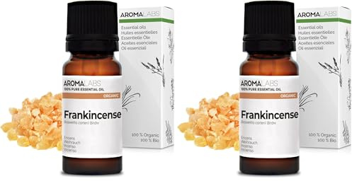 BIO - Olio essenziale Incenso - 10mL - 100% Puro, Naturale, Chemiotipizzato e Certificato AB/Cosmos - Aroma Labs (Marchio Francese) (Confezione da 2)