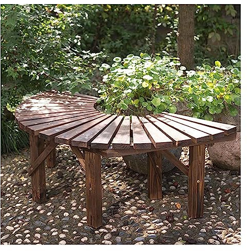 Panchina per albero avvolgente in legno curva, per esterni, forte capacità portante 299,4 kg, per giardino