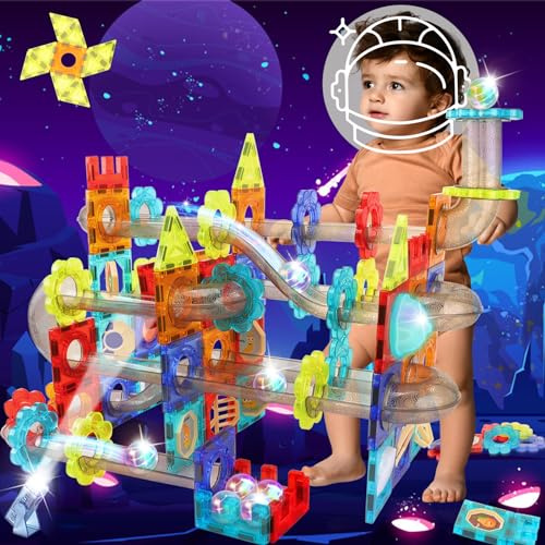 SVYHUOK Costruzioni Magnetiche per Bambini, 81 Pezzi Giochi Blocchi Magnetici, 3D Colorati Impilabili Educativo Montessori Giocattoli Set, Creativo Regalo per Ragazzi Ragazze