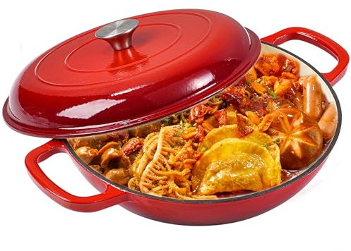 Vivicreate 3.5 Quart Enamel Cast Iron Dutch Oven Pot with Lid ā Enameled Cookware for Baking, Roasting, and Braising ā Durable Cast Iron Pot for Stove Top and Oven Use