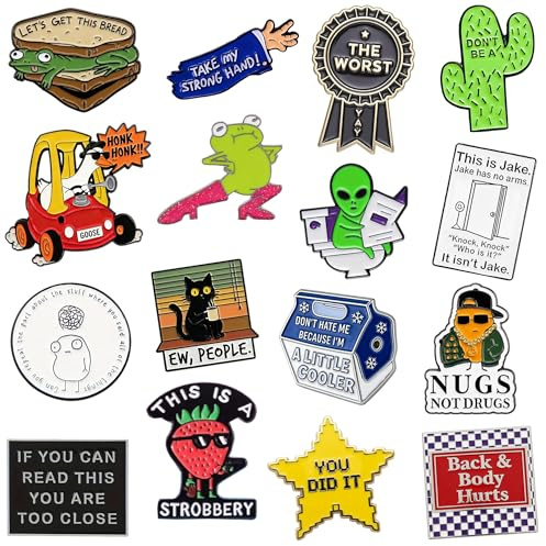 Sowpopy 20 Pcs Funny Enamel Pins Bulk Cute Backpacks Pins Aesthetic Cool Cat Lapel Pin Set Fun Novelty Frog Badge Brooch for Adults Teens Girls Backpacks, Hats, Bags, Lanyards
