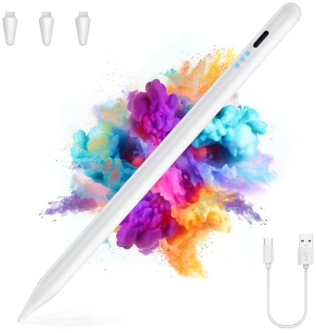 Lápiz para Tablet(2018-2025), Carga Rápida USB-C de 15 Minutos, Píxeles de 0,1 mm, Sensibilidad de Inclinación Antitáctil, para iPad 11/10/9/8/7/6, iPad Mini 6/5, Air 3/4/5, iPad Pro 12,9/11/13