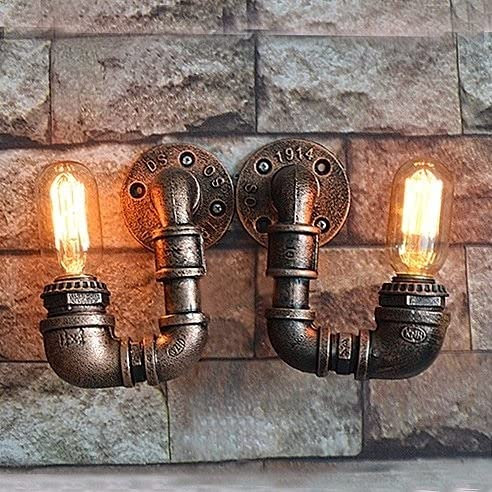 Pipa Acqua a Vapore Lampada da Parete Lampada da Parete retrò in Metallo in Metallo luci da Letto Camera da Letto Lampada Lampada Sconce e27 Bar retrò Bar Soggiorno