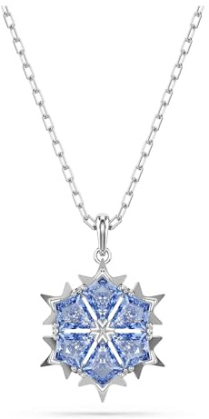 Swarovski Magic Collana Pendente, Gioiello Versatile con Zirconia Grigio-Blu, Forma a Fiocco di Neve, Chiusura a Moschettone, Placcatura in Tonalità Rodio, 38-43 cm, 1,9 x 1,3 cm