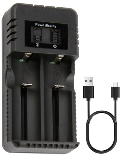 Caricabatterie per Pile Intelligente 2 Slot con Display LCD Carica Caricatore Ricarica con USB per Sigaretta Elettronica, Litio Batterie Ricaricabili 26650 18650 14500 16340