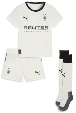 PUMA Offizielles Mini-Trikot-Set „Home“ 25/26 | Borussia Mönchengladbach | Trikot, Shorts & Stutzen | Gladbach Trikot Kinder (Warm White Black, 116)