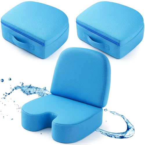 Yerliker 2 asientos elevadores plegables para bañera de hidromasaje, inflables, ajustables, 2 alturas, extra gruesos, asiento de baño con cojines de apoyo para la espalda para adultos, piscina, spa