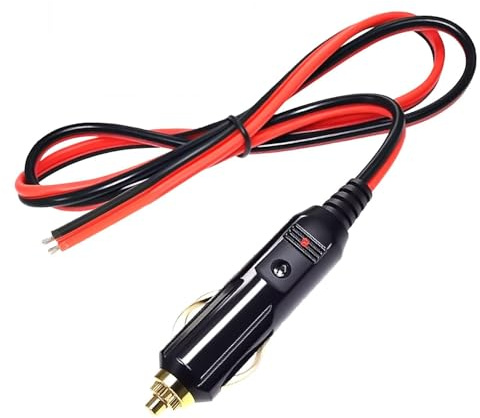 Cable de enchufe para encendedor de cigarrillos de repuesto de 12 V, cable de cobre de 2 m y 2,5 mm² con fusible de 20 A, todos los contactos de cobre, plástico resistente al calor, alargador de