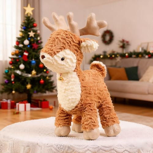 Zaxqerm Deer Stuffed Animal, 15.8 Christmas Reindeer Pillow Plush Super Soft Cuddly Toy Kawaii Birthday Gifts for Kids Boys Girls