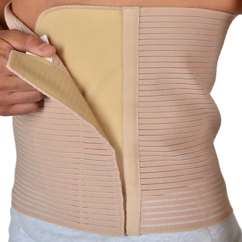 REMEDIA ONE Fascia Lombare Supporto Schiena Post-Intervento, Pancera Contenitiva Uomo Elasticizzata, Fascia Lombare Ortopedica Regolabile, H. 27cm – Nudo