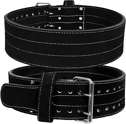 Hawk Sports HHR Power Lifting Belt, Suede Leather Double-Prong Weightlifting Belt, 4-inch Wide x 10mm Thick, Maximum Support & Protection for Weightlifting and Powerlifting