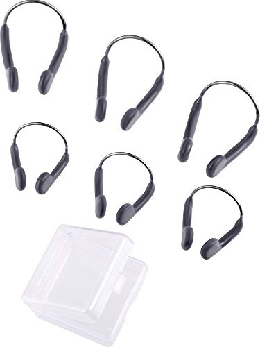Jovitec Nose Clip for Swimming Nose Plug Training Protector Noses Clips for Adults Kids Swimming Beginners, 2 Sizes with Storage Box(grey, 6 Pieces)