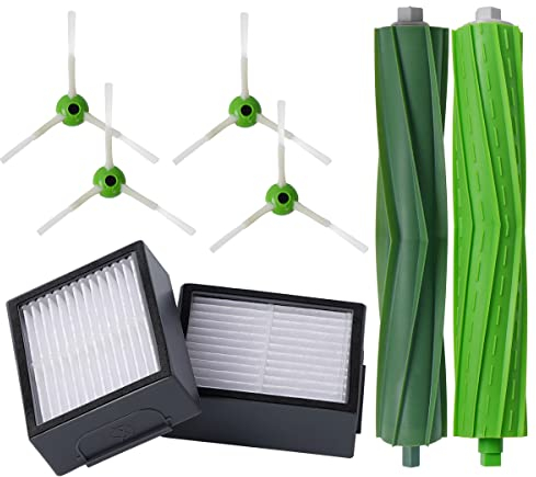 WuYan Pièces de robot aspirateur pour iRobot Roomba i7 i7+ / i7 Plus E5 E6 E7, y compris 2 brosses à rouleaux, 2 filtres, 4 brosses latérales