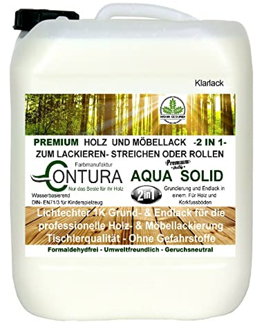 Holzlack Möbellack Klarlack 2 in 1 Grundierung + Lack Tischlerlack Versiegelung farblos für Kinderspielzeug GLÄNZEND (2,5 Liter)