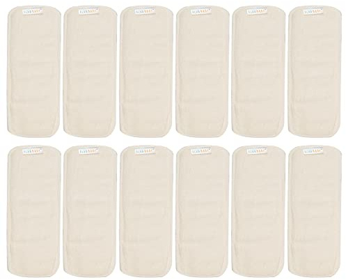 ALVABABY 12PCS Newborn Cloth Diaper Inserts - 4 Layers, Reusable, Overnight 12SMB