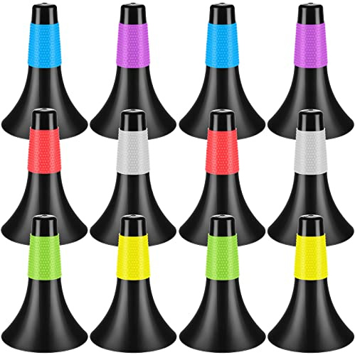 Tuanse 12 Pack Agility Training Sport Cones 9 Inch Flexible Marker Cones with Carry Bag Plastic Soccer Basketball Training Equipment for Indoor Outdoor Speed Grab Drills (Black)