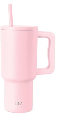 Simple Modern 30 oz Trek Tumbler with Handle and Straw | Insulated Stainless Steel Water Bottle Iced Coffee Cup Travel Mug | Gifts for Women | Trek Collection | 890ml | Blush