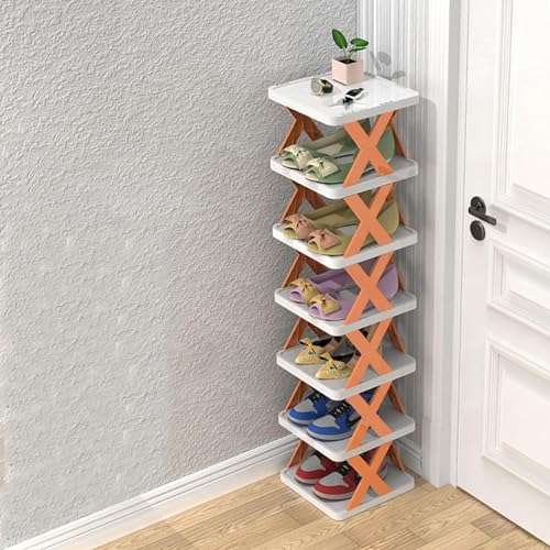 KMQRDZi Zapatero plegable, de plástico sin instalación, estante para zapatos para almacenamiento en el hogar, estante vertical para zapatos, adecuado para pasillos, dormitorios, vestíbulos de entrada