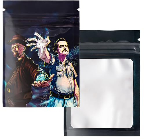 Deal Pack 100 bolsas con cierre hermético de plástico y aluminio, antiolor, herméticas, diseño original I Pablo y BB, Lot-BB-100