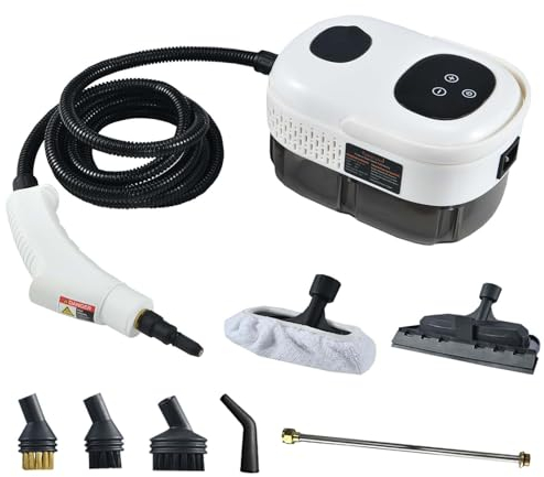 Limpiador a Vapor, 2500W Portátil Hogar Limpiador a Vapor de Mano con Tanque Agua de 1100ml, 6 Velocidades, Presión Vapor 3 Bar, Máquina de Limpieza a Vapor Para Muebles de Cocina, Baños
