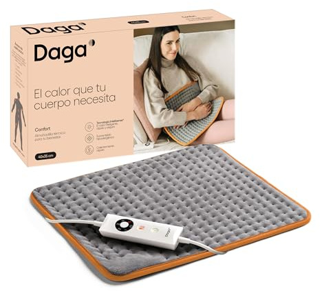 DAGA Almohadilla Térmica Confort 16871, Tecnología Intellisense, Suave Tejido, 5 Temperaturas, 40x35 cm