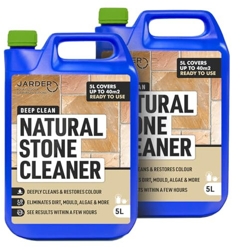 Jarder Natural Stone Cleaner 2 x 5L – Removes Dirt, Grime, Algae, Mould, and Black Spots - Restores Colour - Safe on All Stone Types - Deep Cleaning Powerful Formula - Covers 80m2