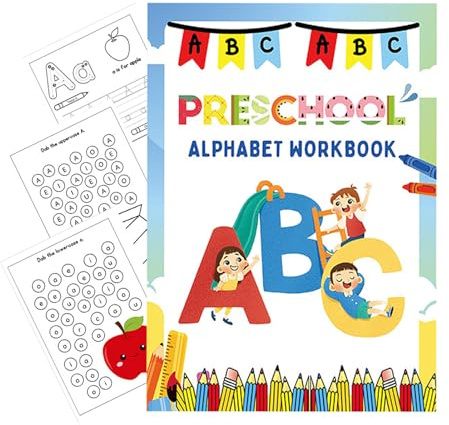 Alfabetsritbok, återanvändbara grafiska anteckningsböcker för, pedagogiska aktiviteter dagis för hemskola och resor